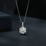 Collier en argent sterling S925 plaqué or blanc avec zircon et moissanite, MSN007
