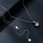 Collier en argent sterling S925 plaqué or blanc avec zircon et moissanite, MSN007