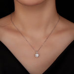 Collier en argent sterling S925 plaqué or blanc avec zircon et moissanite, MSN007