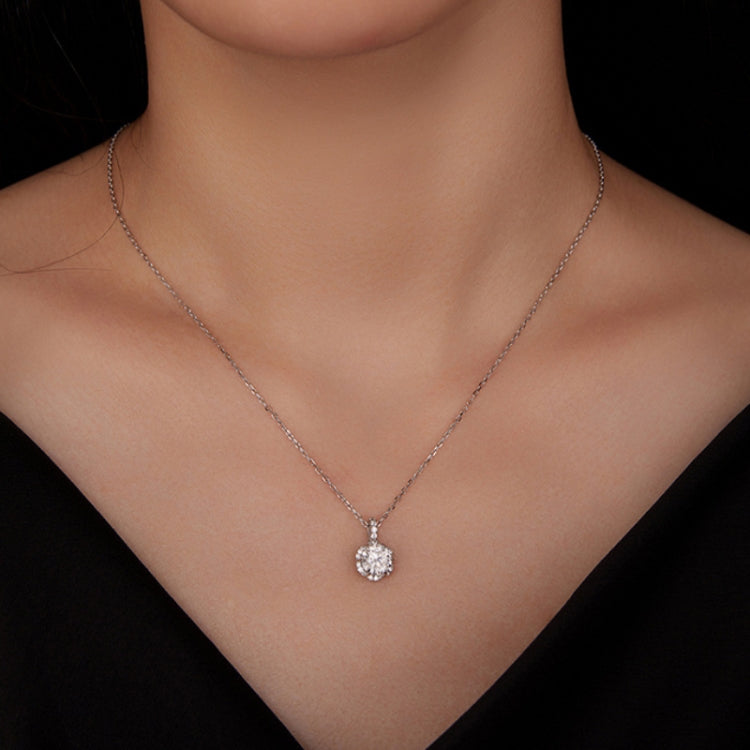 Collier en argent sterling S925 plaqué or blanc avec zircon et moissanite, MSN007