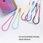 5 sangles de téléphone portable en silicone avec motifs tressés aquarelle en forme d'éventail, pour clé USB, : Fleur de cerisier printanière, Neige hivernale, Boue, Vert, Feuille d'automne jaune, Rouge violet