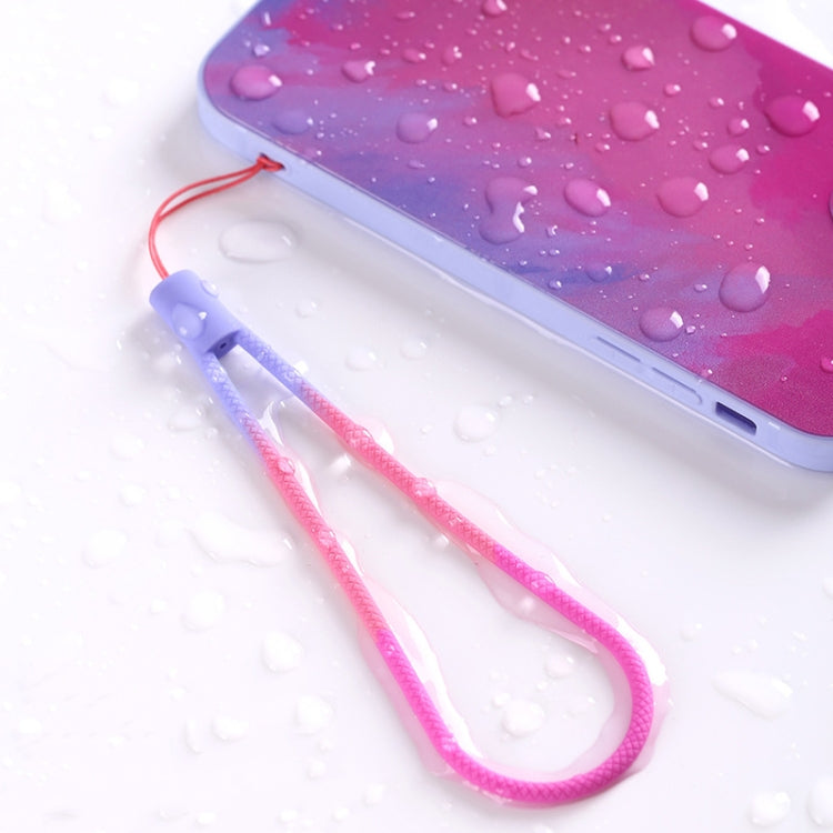 5 sangles de téléphone portable en silicone avec motifs tressés aquarelle en forme d'éventail, pour clé USB, : Fleur de cerisier printanière, Neige hivernale, Boue, Vert, Feuille d'automne jaune, Rouge violet