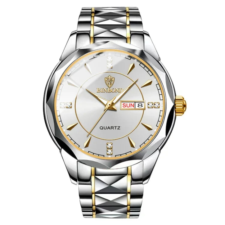 Montre à Quartz Multifonctionnelle Lumineuse BINBONG B5552 avec Calendrier d'Affaires