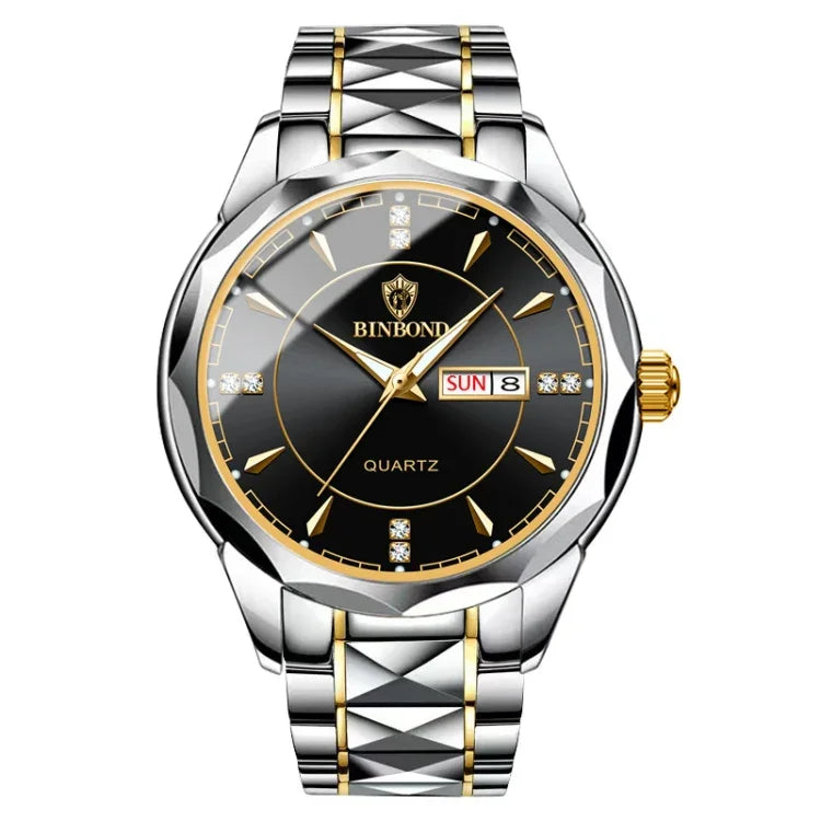 Montre à Quartz Multifonctionnelle Lumineuse BINBONG B5552 avec Calendrier d'Affaires
