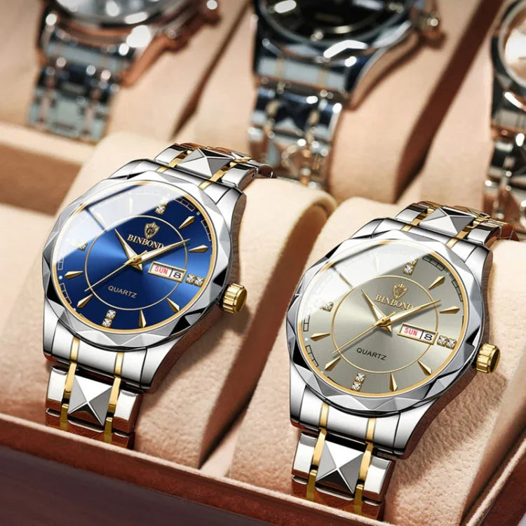 Montre à Quartz Multifonctionnelle Lumineuse BINBONG B5552 avec Calendrier d'Affaires