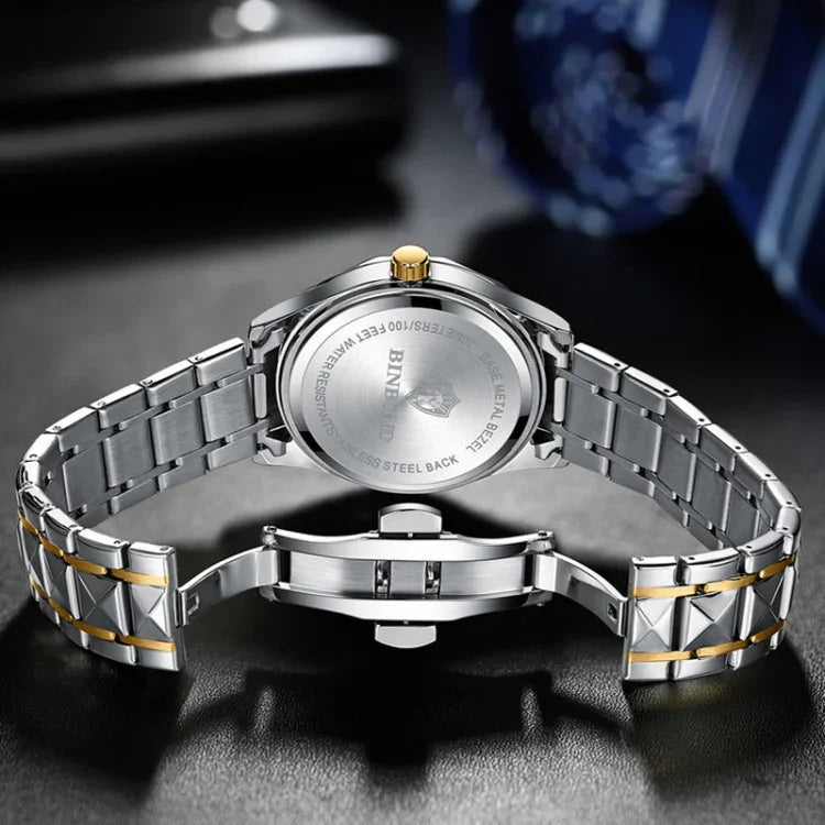 Montre à Quartz Multifonctionnelle Lumineuse BINBONG B5552 avec Calendrier d'Affaires