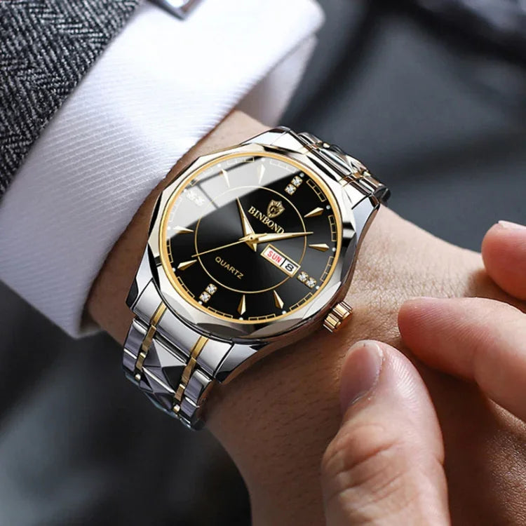 Montre à Quartz Multifonctionnelle Lumineuse BINBONG B5552 avec Calendrier d'Affaires