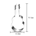 Moule à biscuits en forme de guitare en acier inoxydable, 5 pièces, pour pâtisserie, fondants, mousses, forme de guitare