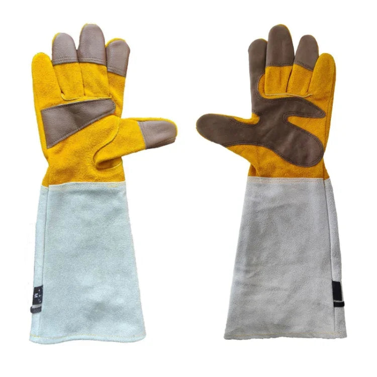 Gants de jardinage épais prolongés en cuir, gants de soudeur, or blanc L, or blanc XL