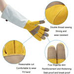 Gants de jardinage épais prolongés en cuir, gants de soudeur, or blanc L, or blanc XL