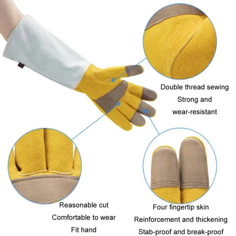 Gants de jardinage épais prolongés en cuir, gants de soudeur, or blanc L, or blanc XL