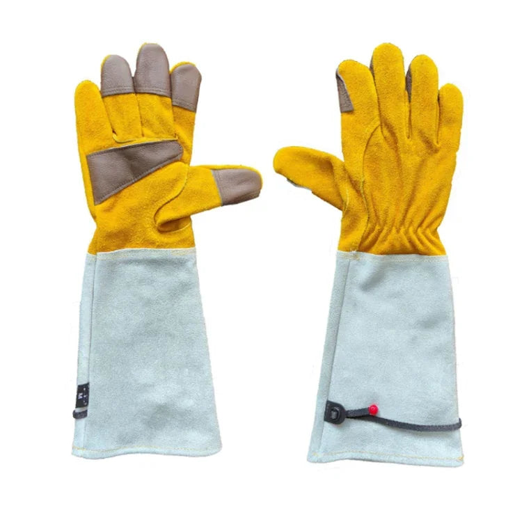 Gants de jardinage épais prolongés en cuir, gants de soudeur, or blanc L, or blanc XL