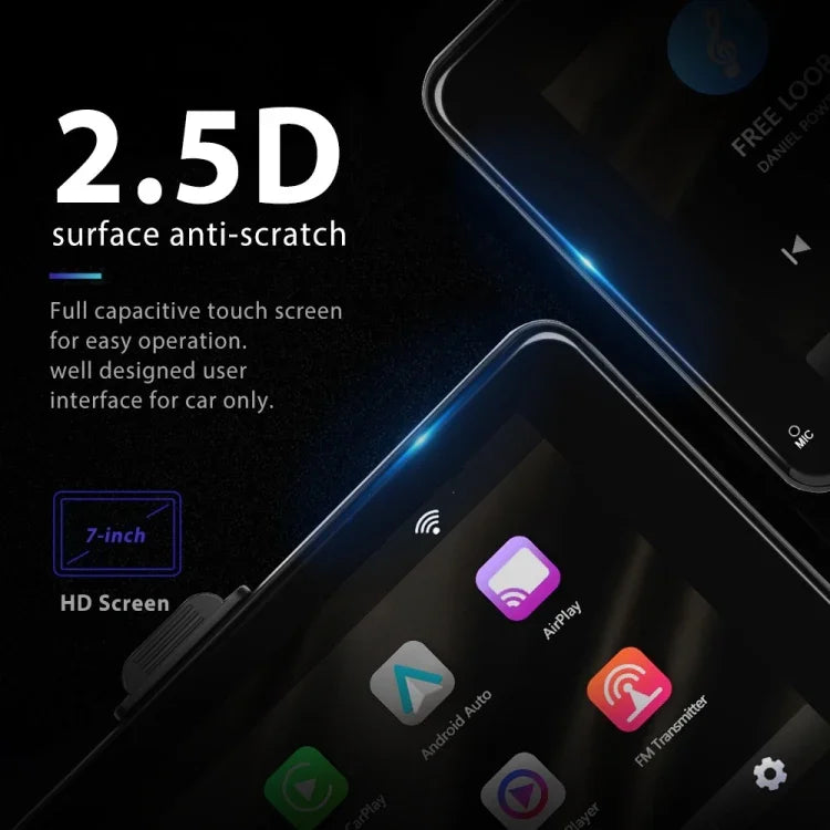 A3135 Écran intelligent filaire HD de 7 pouces avec CarPlay sans fil + Android Auto + Android, sans caméra, avec caméra