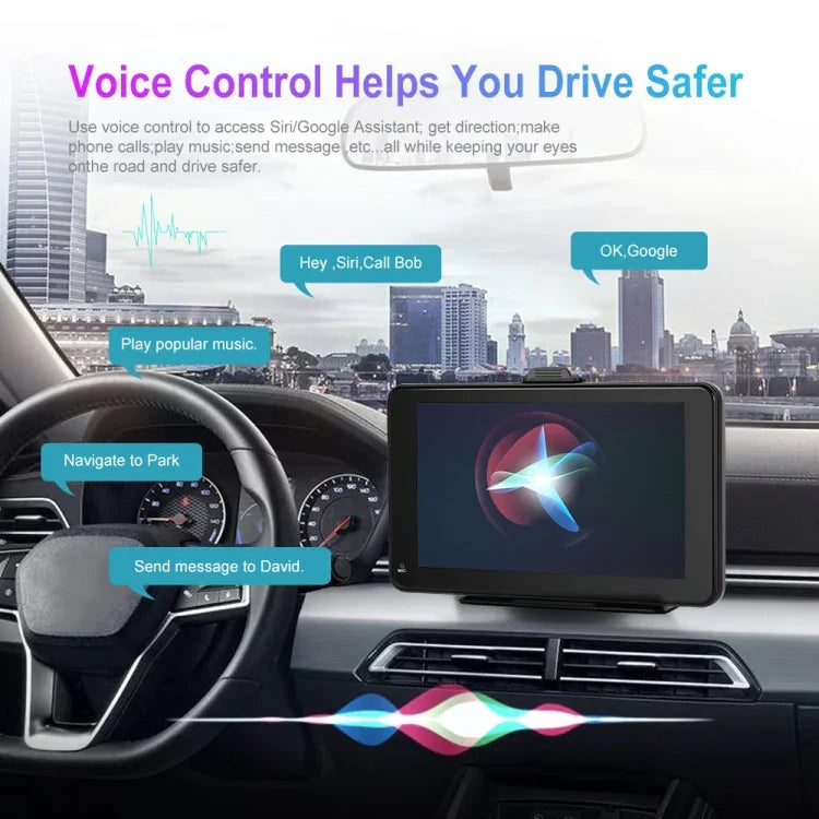 A3135 Écran intelligent filaire HD de 7 pouces avec CarPlay sans fil + Android Auto + Android, sans caméra, avec caméra