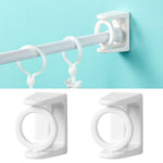 Paquet de 2 Supports Fixes pour Tringle Télescopique en Anneau Circulaire/Triangulaire Pivotant, Modèle Adhésif Blanc, Modèle Adhésif Transparent