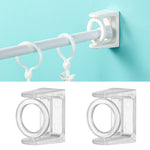 Paquet de 2 Supports Fixes pour Tringle Télescopique en Anneau Circulaire/Triangulaire Pivotant, Modèle Adhésif Blanc, Modèle Adhésif Transparent