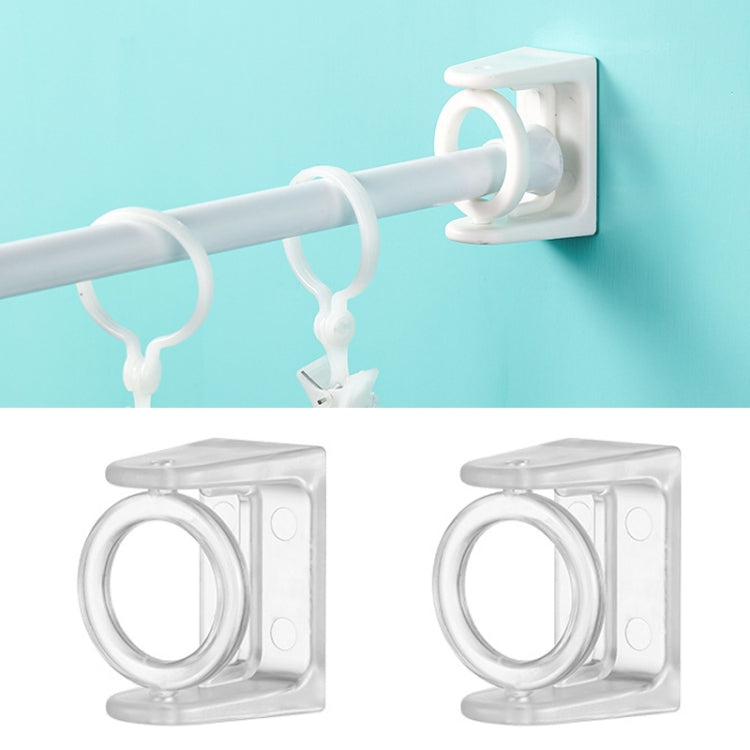Paquet de 2 Supports Fixes pour Tringle Télescopique en Anneau Circulaire/Triangulaire Pivotant, Modèle Adhésif Blanc, Modèle Adhésif Transparent