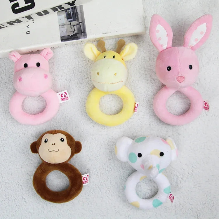 Hochet pour bébé Jouets à poignée à saisir Jouets apaisants pour nouveau-né, Style :, Girafe, Lapin rose, Petit éléphant gris, Koala, Cochon, Singe, Lapin blanc, Petite souris rouge, Petit éléphant fleur, Petite banane, Hochet ours bleu pour dormir