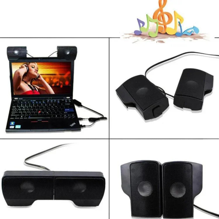 Mini haut-parleur stéréo USB clip-on pour ordinateur portable, PC de bureau, tablette, Mini clip-on