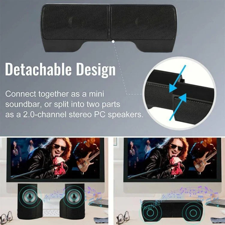 Mini haut-parleur stéréo USB clip-on pour ordinateur portable, PC de bureau, tablette, Mini clip-on