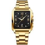 Montres à quartz rectangulaires étanches BINBOND B4143 pour hommes