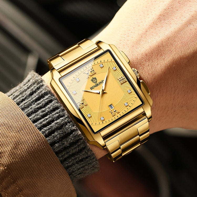 Montres à quartz rectangulaires étanches BINBOND B4143 pour hommes
