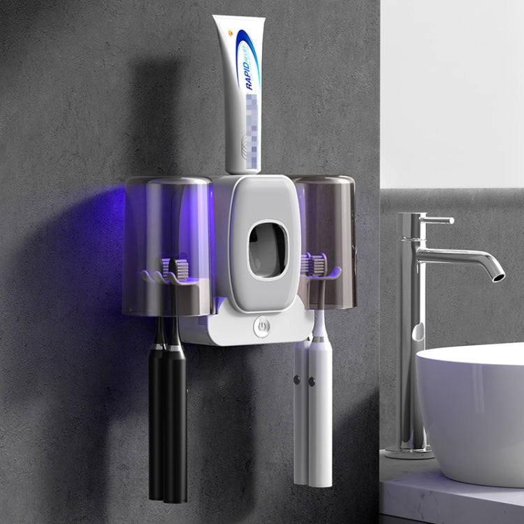 Support mural double pour brosse à dents, distributeur de dentifrice automatique, spécification : Type de désinfection blanc, Type de désinfection noir, Type de désinfection vert, Type ordinaire blanc, Type ordinaire noir, Type ordinaire vert
