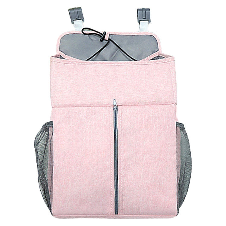 Organisateur de lit bébé Rangement de couches pour nouveau-né Sacs suspendus Sac de chevet, Gris lin, Rose lin