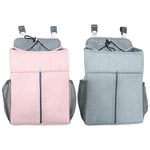 Organisateur de lit bébé Rangement de couches pour nouveau-né Sacs suspendus Sac de chevet, Gris lin, Rose lin