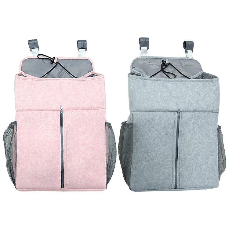 Organisateur de lit bébé Rangement de couches pour nouveau-né Sacs suspendus Sac de chevet, Gris lin, Rose lin