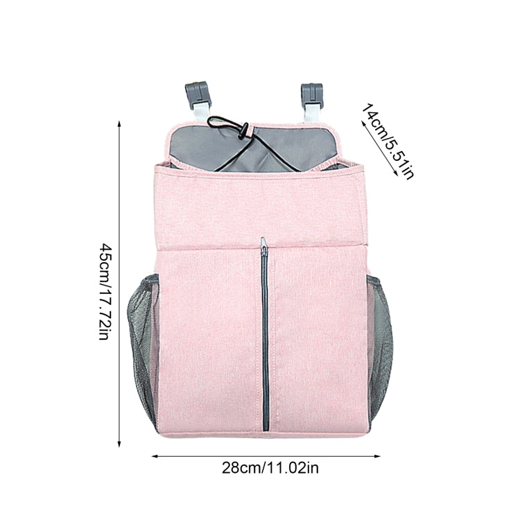 Organisateur de lit bébé Rangement de couches pour nouveau-né Sacs suspendus Sac de chevet, Gris lin, Rose lin