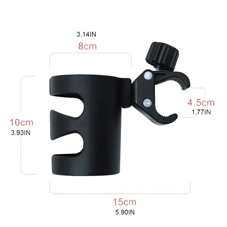 Porte-gobelet universel pour poussette bébé, support de bouteille rotatif à 360°, Porte-gobelet noir