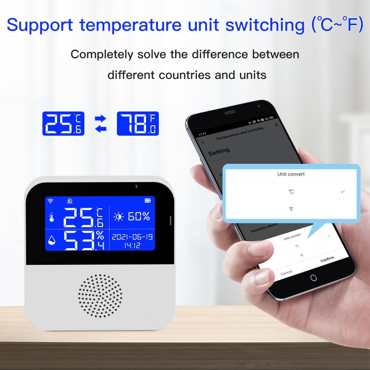 Capteur de Température et d'Humidité WIFI Tuya avec Écran LCD 2,9 pouces, Spécifications : Capteur Seul, Avec Fil de Détection