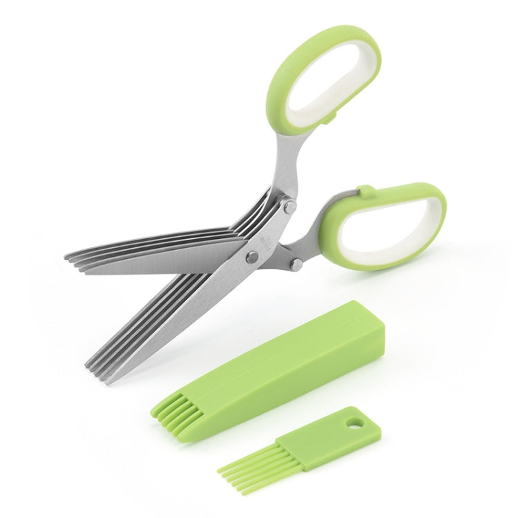 Ciseaux de bureau à cinq lames pour légumes, en acier inoxydable, vert et blanc, noir et rouge, vert et gris, bleu et gris