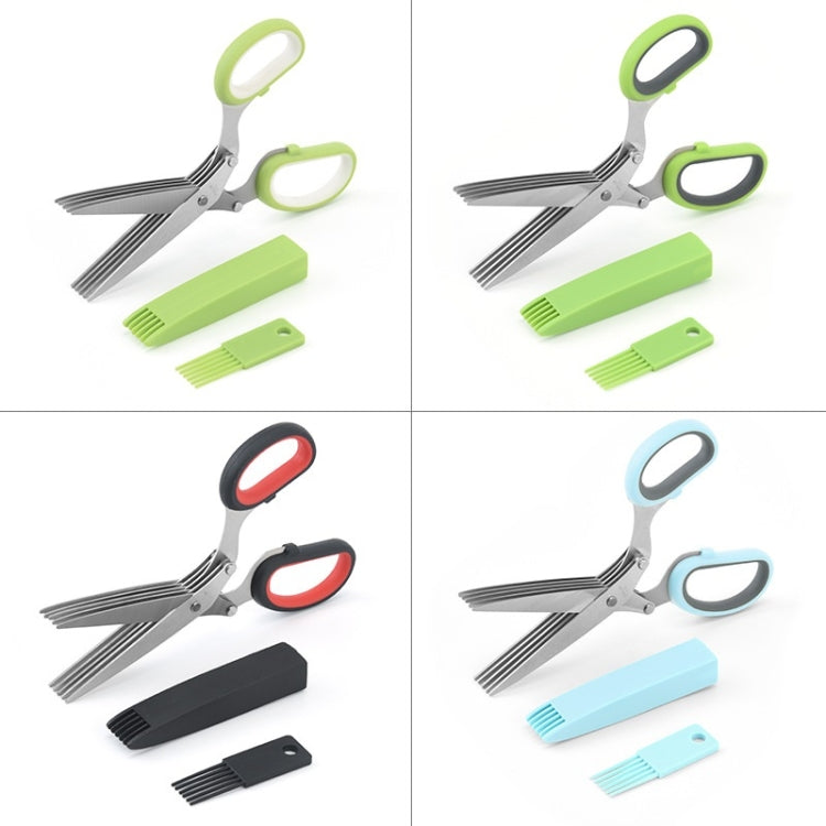 Ciseaux de bureau à cinq lames pour légumes, en acier inoxydable, vert et blanc, noir et rouge, vert et gris, bleu et gris