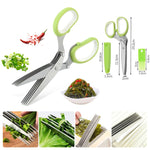 Ciseaux de bureau à cinq lames pour légumes, en acier inoxydable, vert et blanc, noir et rouge, vert et gris, bleu et gris