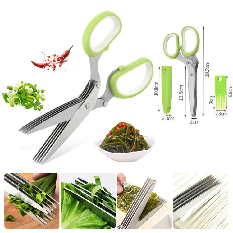 Ciseaux de bureau à cinq lames pour légumes, en acier inoxydable, vert et blanc, noir et rouge, vert et gris, bleu et gris