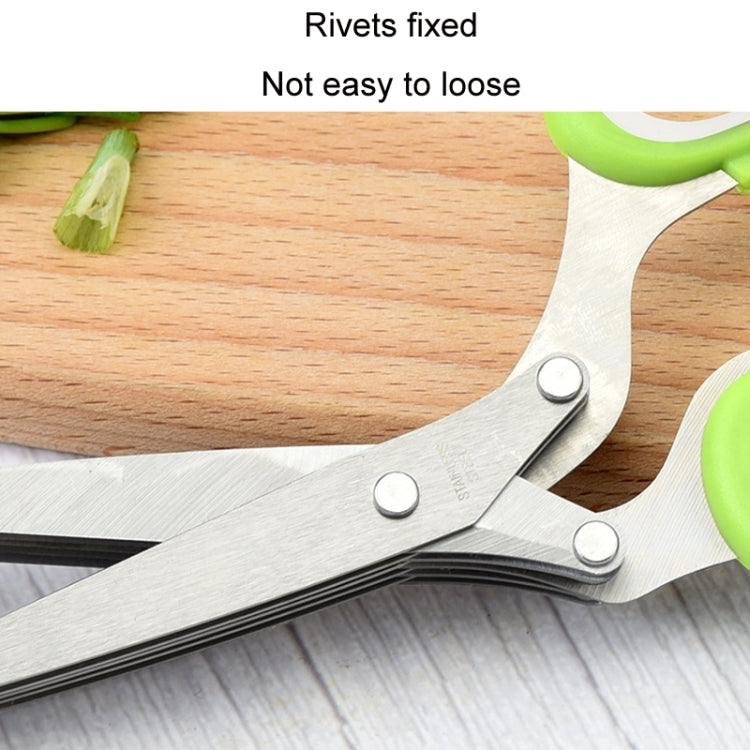 Ciseaux de bureau à cinq lames pour légumes, en acier inoxydable, vert et blanc, noir et rouge, vert et gris, bleu et gris