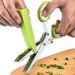 Ciseaux de bureau à cinq lames pour légumes, en acier inoxydable, vert et blanc, noir et rouge, vert et gris, bleu et gris
