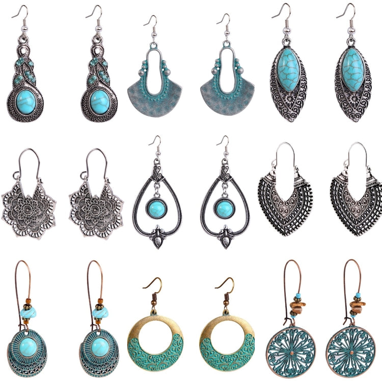 Boucles d'oreilles ethniques turquoise de style simple et vintage, E2203-3, E2204-6, E2204-7