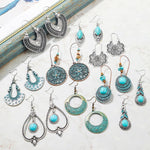 Boucles d'oreilles ethniques turquoise de style simple et vintage, E2203-3, E2204-6, E2204-7