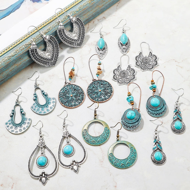 Boucles d'oreilles ethniques turquoise de style simple et vintage, E2203-3, E2204-6, E2204-7