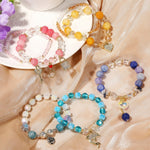 Bracelet à perles de cristal pour femmes, en cristal naturel, S2204-3 Opale rose, S2204-2 Opale bleue, S2204-6 Orange+Papillon, S2204-5 Opale rose, S2203-1 Rose+Rose, S2203-2 Bleu+Rose, S2203-7 Rose+Clé