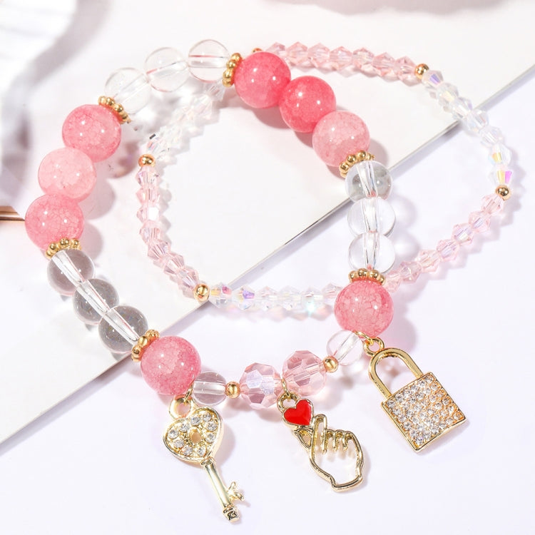 Bracelet à perles de cristal pour femmes, en cristal naturel, S2204-3 Opale rose, S2204-2 Opale bleue, S2204-6 Orange+Papillon, S2204-5 Opale rose, S2203-1 Rose+Rose, S2203-2 Bleu+Rose, S2203-7 Rose+Clé