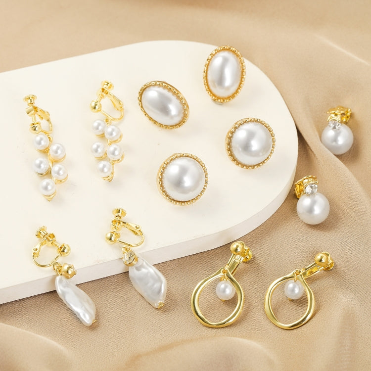 Boucles d'oreilles baroques clip perle pour femmes sans piercing, 1202 Long Or, 1201 Long Argent, 0402 Court Or, 0401 Court Argent, E2109-7 Demi-rond, E2109-8 Demi-ellipse, E2109-10 Modèle feuille, E2109-14 Petite perle, E2208-7 Perles colorées Drag