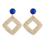 Bamboo Vine Handmade Woven Earrings Bosomia Style Earrings, E2002-1 Ear Hook Circle, E2002-2 Black Frame, E2002-3 Yellow Frame, E2002-4 Blue Frame, E2002-5 Knock Pattern Circle, E2002-6 Knock Pattern Deep Cake, E2002-7 Knock Pattern Water Drop