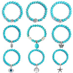 Women Beaded Bracelet Turquoise Ethnic Style Charm Jewelry, S2208-2 Owl, S2208-3 Butterfly, S2208-4 Sea Star, S2208-5 Life Tree, S2203-12 Cross, S2203-13 Turquoise Pendant, S2212-1 Eyes, S2303-1, S2303-2 Turtles, S2303-3 Cross, S2303-4 Compass, S2203-11