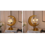 LED Wrought Iron Moon Shape Atmosphere Bedroom Table Lamp, Moon Star, Moon Star With Hook