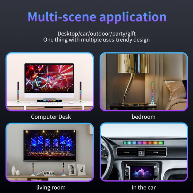 Lumières de rythme RGB contrôlées par le son, Lumières d'ambiance LED réactives à la musique, Rechargeable, Branchable