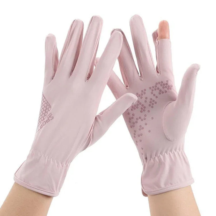 1 paire de gants de conduite antidérapants en soie glacée, fins, anti-UV, pour l'été, taille unique